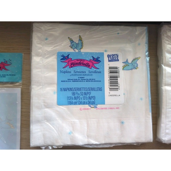 Lot of USA-Made Vintage Disney Cinderella Party Express Napkins Cards Treat Bags - Picture 5 of 9